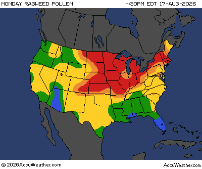 Click to enlarge Pollen Count Map by AccuWeather